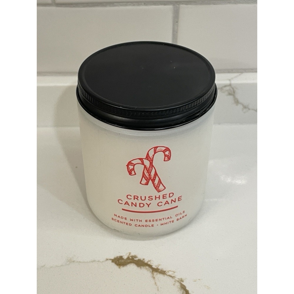 Bath & Body Works Crushed Candy Cane Candle White Barn Holiday Christmas 7oz New